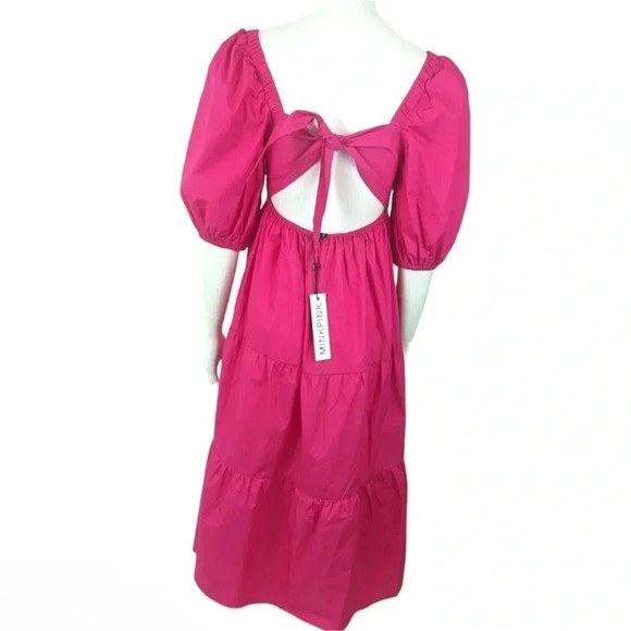 🍀 MINKPINK NWT YASAMINE TIERED RASPBERRY DRESS SIZE MEDIUM - Picture 3 of 7